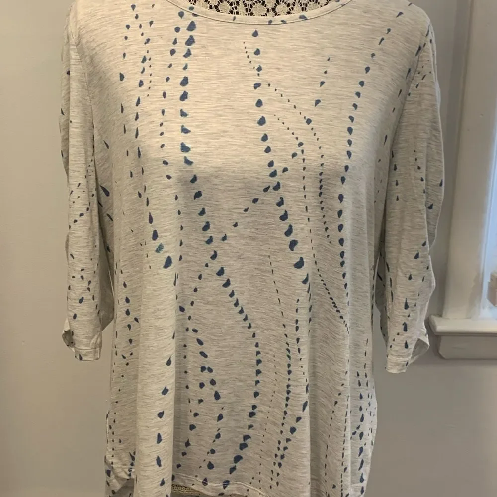 Democracy Cream and Blue  3/4 Sleeve Tunic
